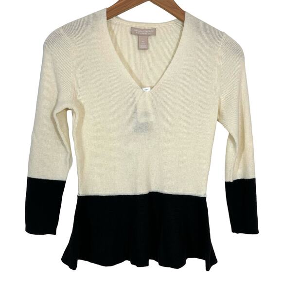NWT Banana Republic Petite Colorblock Peplum Wool Cashmere Blend Sweater - Picture 2 of 11